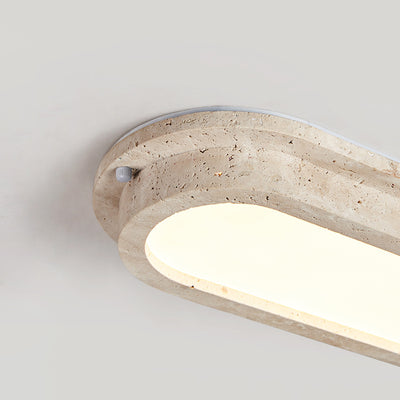 Traditional Japanese Travertine Acrylic Strip Elliptical LED Flush Mount Ceiling Light For Hallway