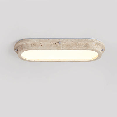 Traditional Japanese Travertine Acrylic Strip Elliptical LED Flush Mount Ceiling Light For Hallway