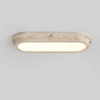 Traditional Japanese Travertine Acrylic Strip Elliptical LED Flush Mount Ceiling Light For Hallway