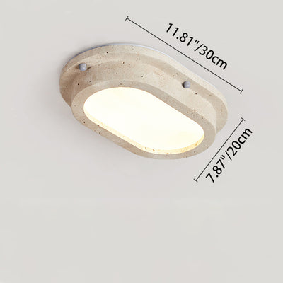 Traditional Japanese Travertine Acrylic Strip Elliptical LED Flush Mount Ceiling Light For Hallway