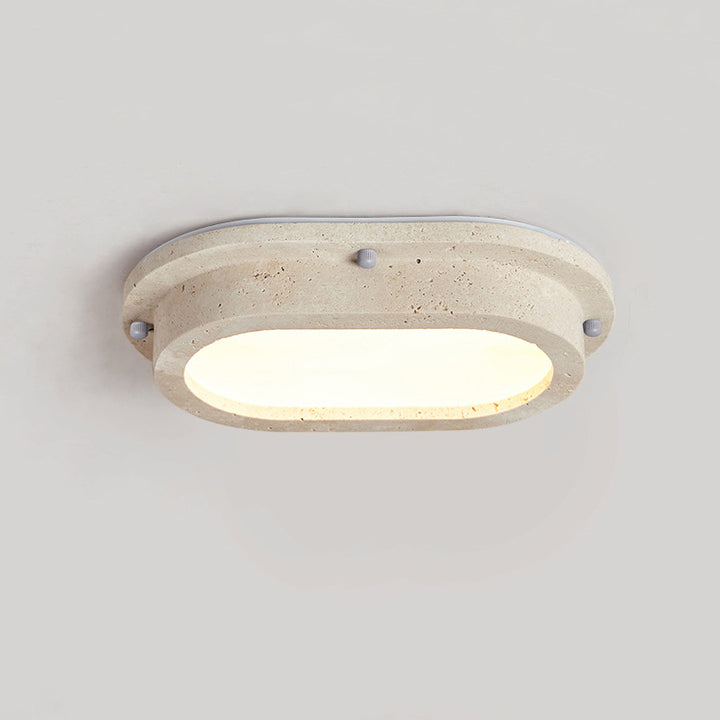 Plafonnier LED elliptique en acrylique travertin japonais traditionnel pour couloir 