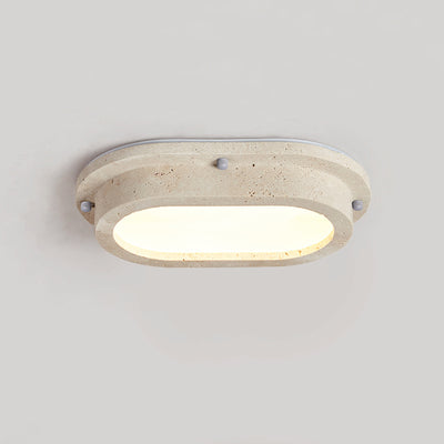 Traditional Japanese Travertine Acrylic Strip Elliptical LED Flush Mount Ceiling Light For Hallway