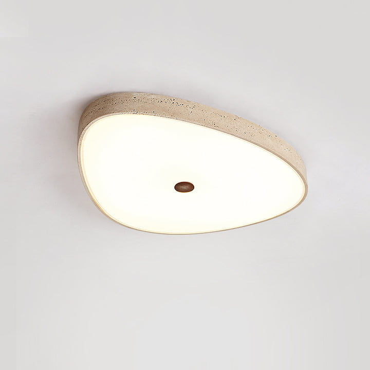 Traditional Vintage Travertine Reinforced Glass Triangle LED Flush Mount Ceiling Light For Bedroom