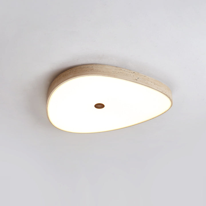 Traditional Vintage Travertine Reinforced Glass Triangle LED Flush Mount Ceiling Light For Bedroom
