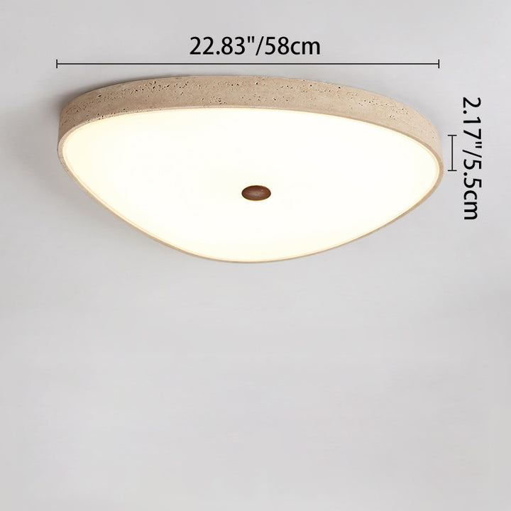Traditional Vintage Travertine Reinforced Glass Triangle LED Flush Mount Ceiling Light For Bedroom