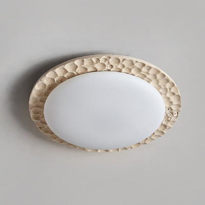 Contemporary Nordic Travertine Acrylic Round Sand Dune Texture LED Flush Mount Ceiling Light For Bedroom