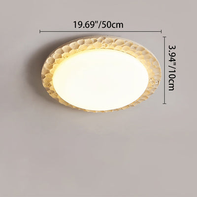 Contemporary Nordic Travertine Acrylic Round Sand Dune Texture LED Flush Mount Ceiling Light For Bedroom