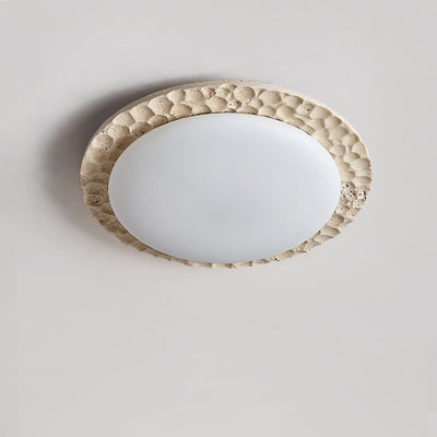 Contemporary Nordic Travertine Acrylic Round Sand Dune Texture LED Flush Mount Ceiling Light For Bedroom