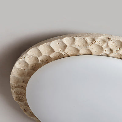 Contemporary Nordic Travertine Acrylic Round Sand Dune Texture LED Flush Mount Ceiling Light For Bedroom