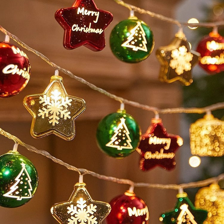 Modern Art Deco Battery USB Plastic Star Ball Christmas Tree Decoration LED String Light For Bedroom