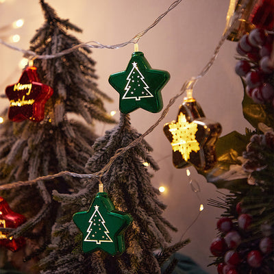 Lumière LED à guirlande pour chambre à coucher avec décoration de sapin de Noël en forme d'étoile en plastique USB à batterie Art Déco moderne 