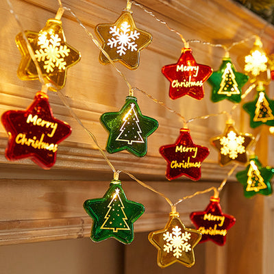 Lumière LED à guirlande pour chambre à coucher avec décoration de sapin de Noël en forme d'étoile en plastique USB à batterie Art Déco moderne 