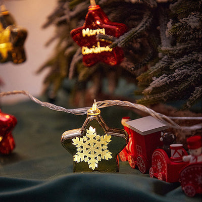 Lumière LED à guirlande pour chambre à coucher avec décoration de sapin de Noël en forme d'étoile en plastique USB à batterie Art Déco moderne 
