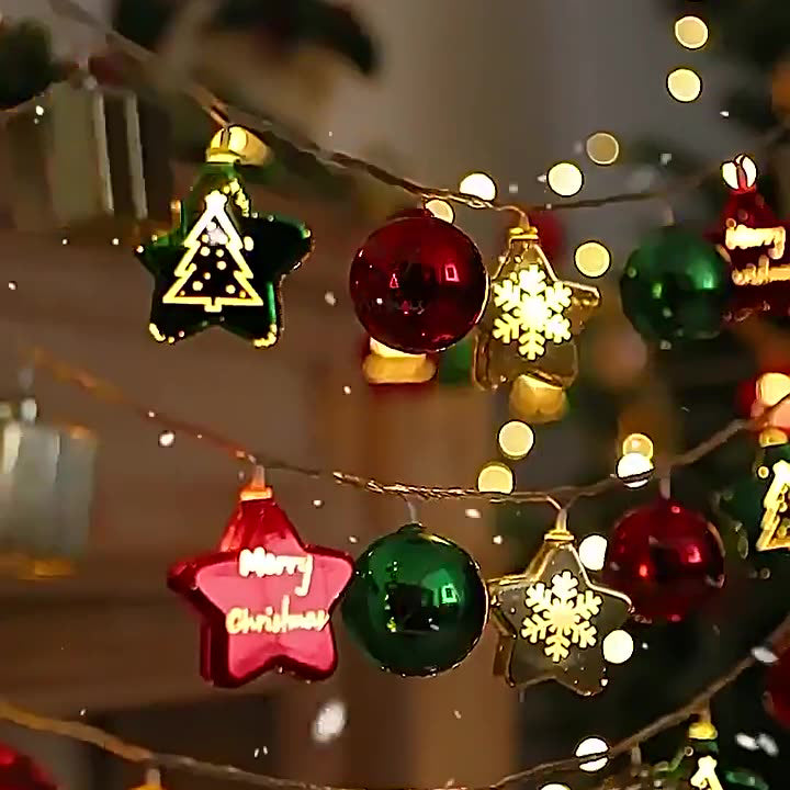 Modern Art Deco Battery USB Plastic Star Ball Christmas Tree Decoration LED String Light For Bedroom