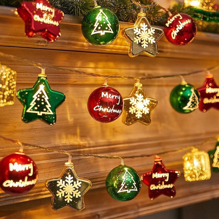Modern Art Deco Battery USB Plastic Star Ball Christmas Tree Decoration LED String Light For Bedroom