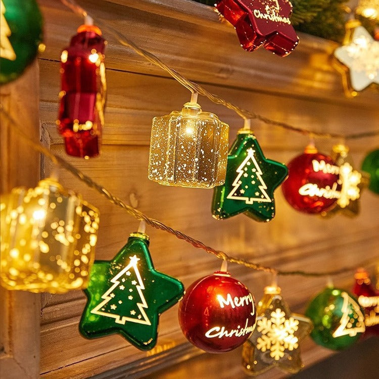 Modern Art Deco Battery USB Plastic Star Ball Christmas Tree Decoration LED String Light For Bedroom