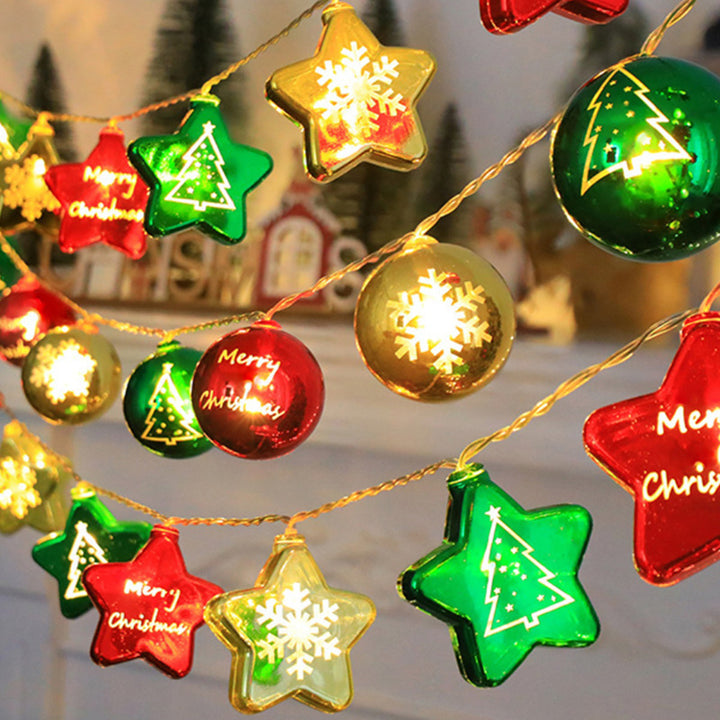 Modern Art Deco Battery USB Plastic Star Ball Christmas Tree Decoration LED String Light For Bedroom