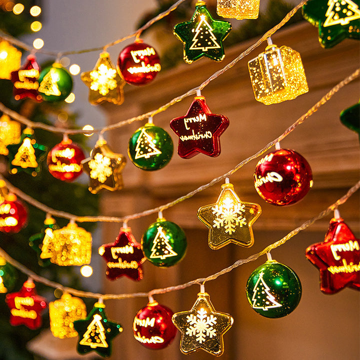 Modern Art Deco Battery USB Plastic Star Ball Christmas Tree Decoration LED String Light For Bedroom