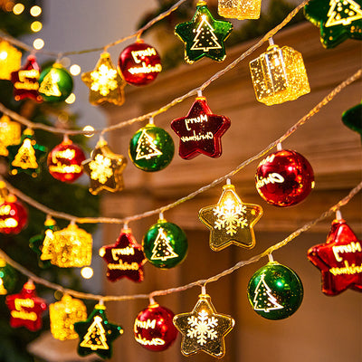 Lumière LED à guirlande pour chambre à coucher avec décoration de sapin de Noël en forme d'étoile en plastique USB à batterie Art Déco moderne 