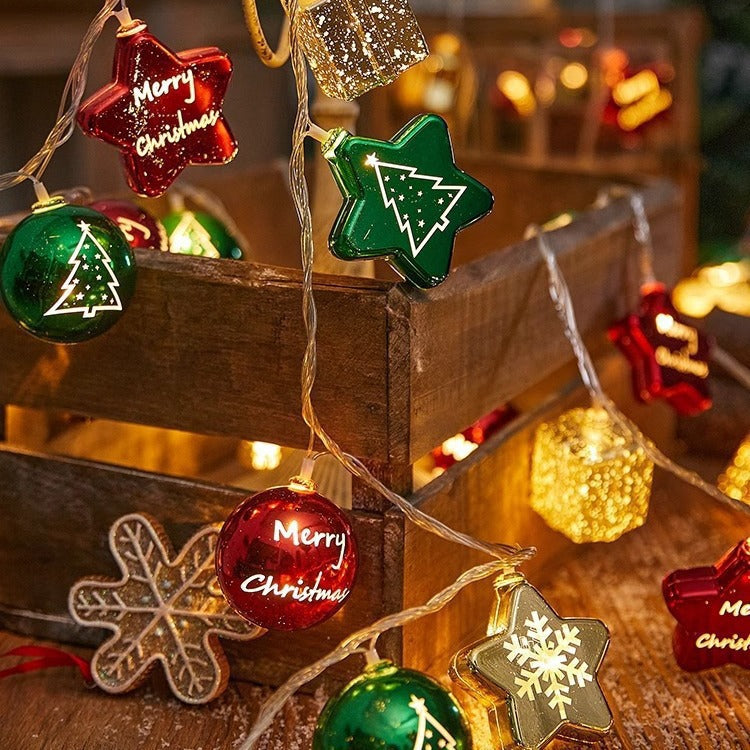 Modern Art Deco Battery USB Plastic Star Ball Christmas Tree Decoration LED String Light For Bedroom