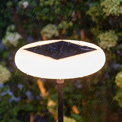 مصباح أرضي LED دائري من الألومنيوم PE قابل لإعادة الشحن بالطاقة الشمسية ومقاوم للماء للحديقة 