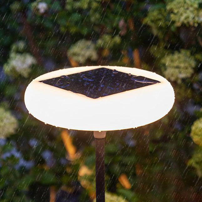 مصباح أرضي LED دائري من الألومنيوم PE قابل لإعادة الشحن بالطاقة الشمسية ومقاوم للماء للحديقة 