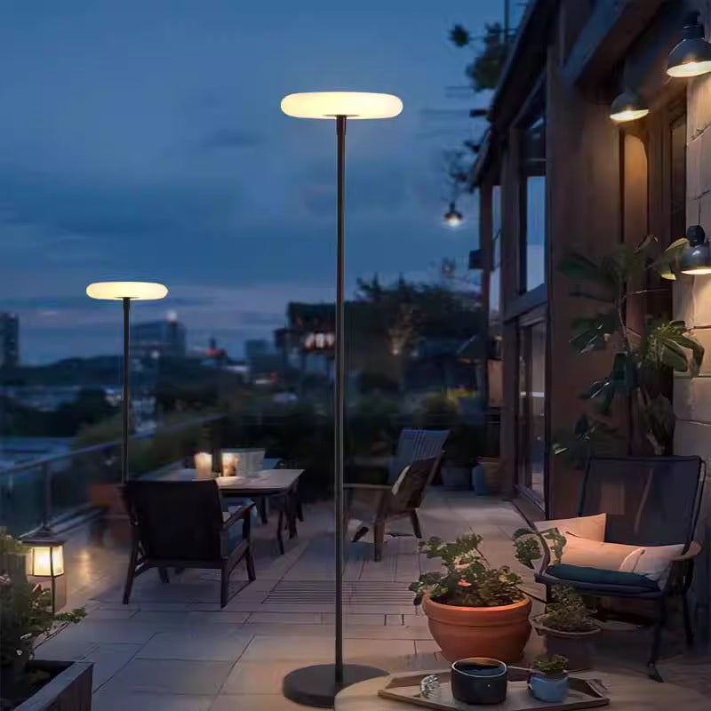مصباح أرضي LED دائري من الألومنيوم PE قابل لإعادة الشحن بالطاقة الشمسية ومقاوم للماء للحديقة 