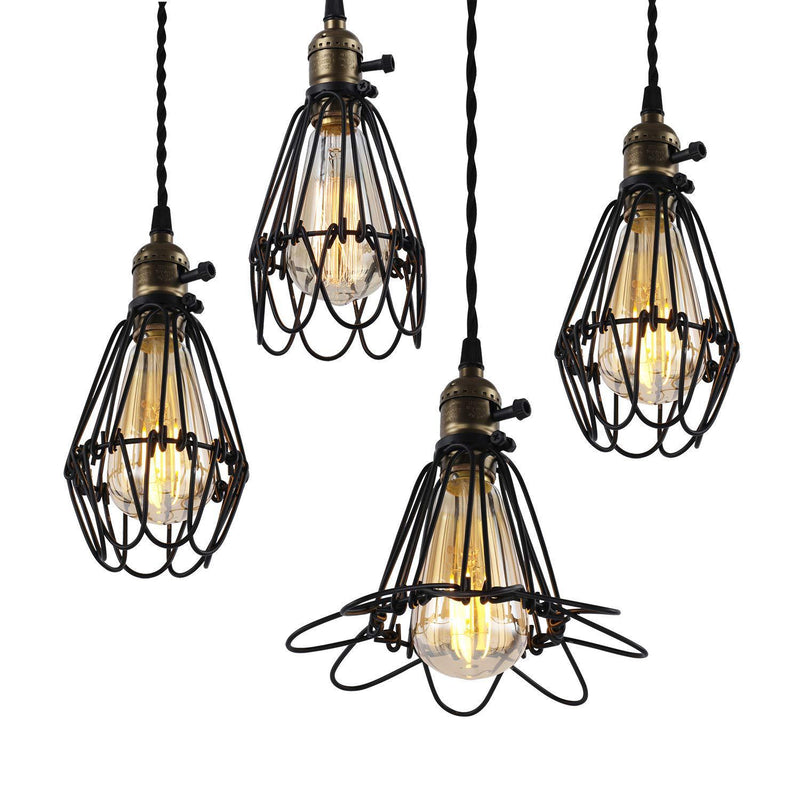 Suspension Luminaire à 1 Lumière en Forme de Cage en Fer Industrielle Contemporaine pour Salle à Manger 