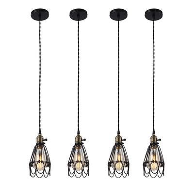 Suspension Luminaire à 1 Lumière en Forme de Cage en Fer Industrielle Contemporaine pour Salle à Manger 