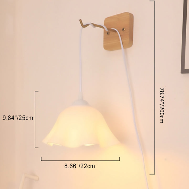 Traditionelle französische USB Floral Acryl Hängelampe 1-Licht Wandleuchte Nachttischlampe für das Schlafzimmer 