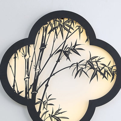 Traditionelle chinesische Solar-Wasserdichte Bambusblatt-Eisen-Acryl-LED-Wandlampe für den Außenbereich 