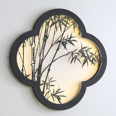 Traditionelle chinesische Solar-Wasserdichte Bambusblatt-Eisen-Acryl-LED-Wandlampe für den Außenbereich 