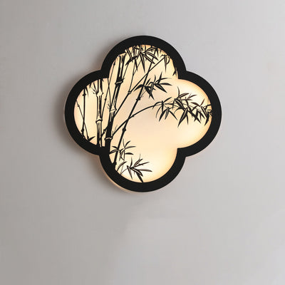 Traditionelle chinesische Solar-Wasserdichte Bambusblatt-Eisen-Acryl-LED-Wandlampe für den Außenbereich 