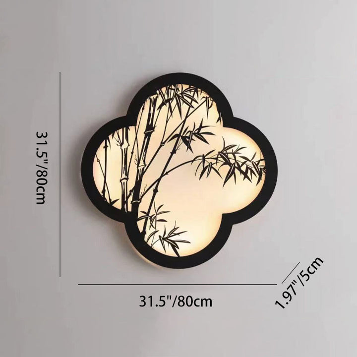 Traditional Chinese Solar Waterproof Bamboo Leaf Iron Acrylic LED Wall Sconce Lamp For Outdoor Patio