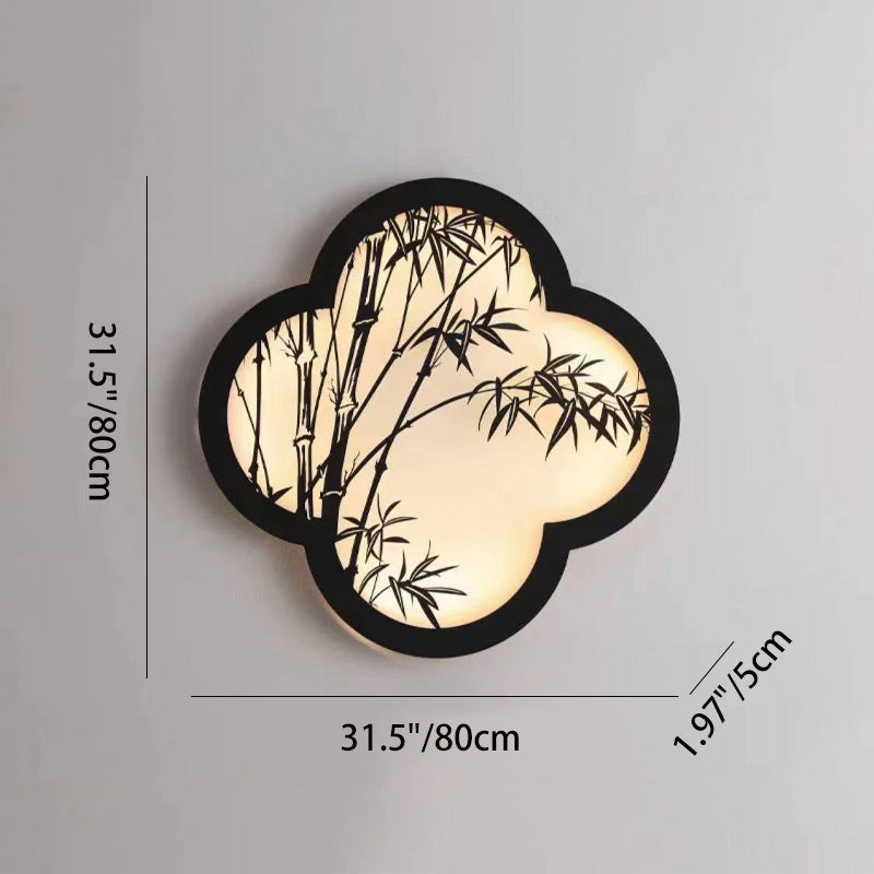 Traditionelle chinesische Solar-Wasserdichte Bambusblatt-Eisen-Acryl-LED-Wandlampe für den Außenbereich 