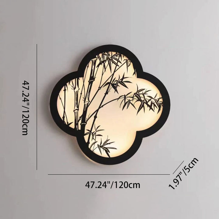 Traditional Chinese Solar Waterproof Bamboo Leaf Iron Acrylic LED Wall Sconce Lamp For Outdoor Patio