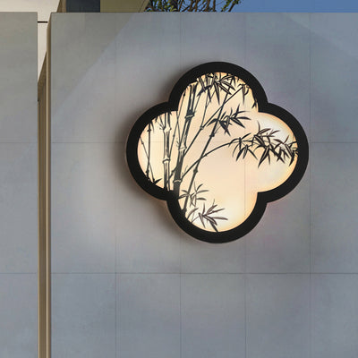 Traditionelle chinesische Solar-Wasserdichte Bambusblatt-Eisen-Acryl-LED-Wandlampe für den Außenbereich 