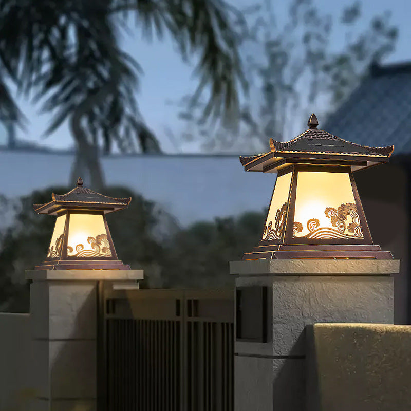 Éclairage extérieur LED de paysage pour jardin en verre étanche solaire traditionnel chinois en alliage d&
