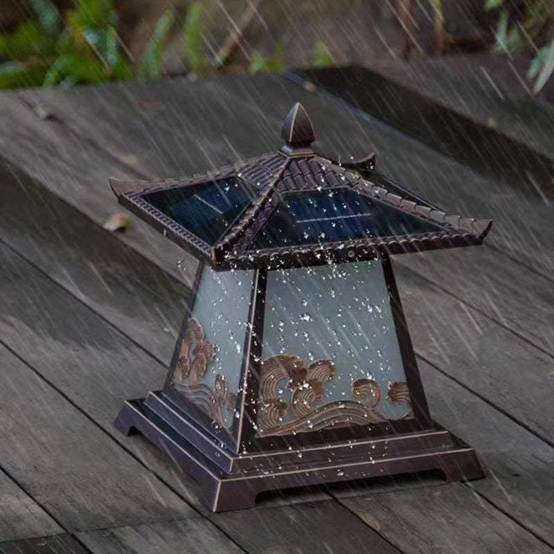 Éclairage extérieur LED de paysage pour jardin en verre étanche solaire traditionnel chinois en alliage d&
