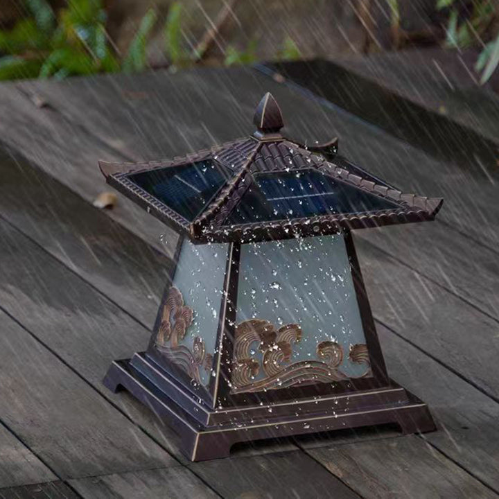 Éclairage extérieur LED de paysage pour jardin en verre étanche solaire traditionnel chinois en alliage d&