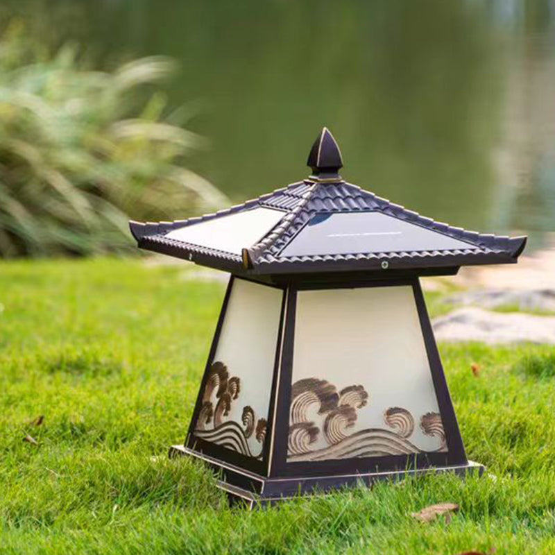 Éclairage extérieur LED de paysage pour jardin en verre étanche solaire traditionnel chinois en alliage d&