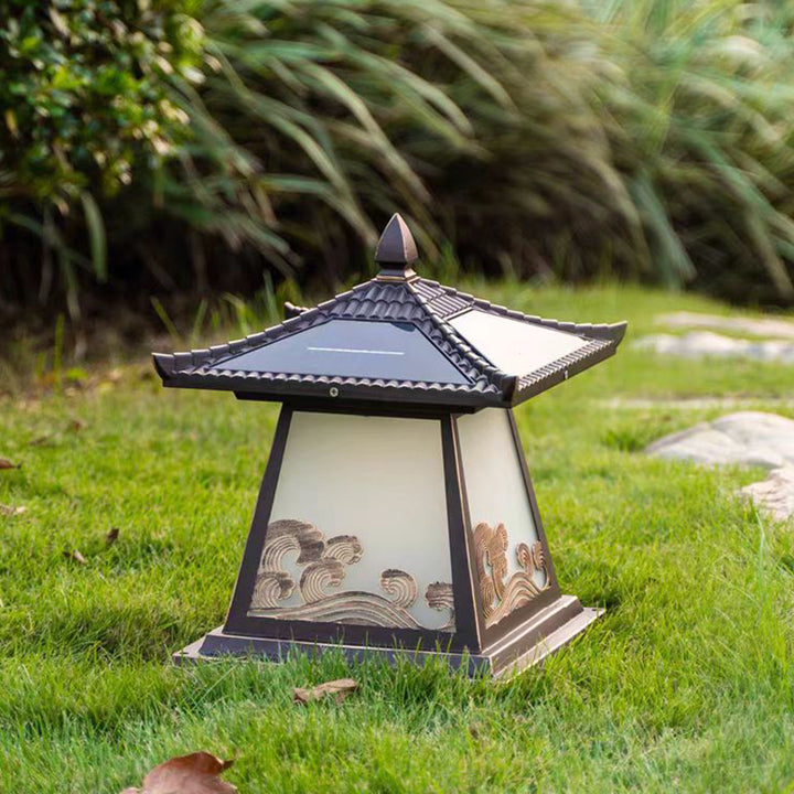 Éclairage extérieur LED de paysage pour jardin en verre étanche solaire traditionnel chinois en alliage d&