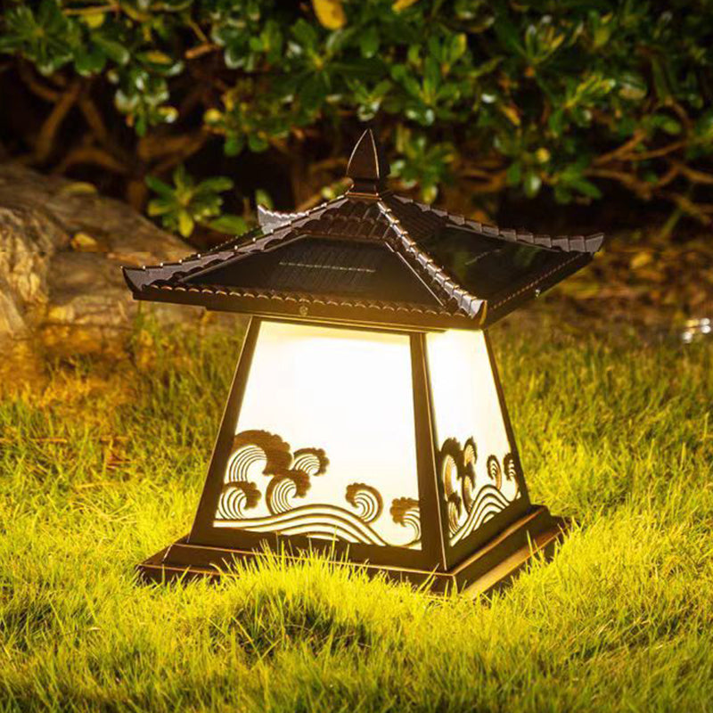 Éclairage extérieur LED de paysage pour jardin en verre étanche solaire traditionnel chinois en alliage d&