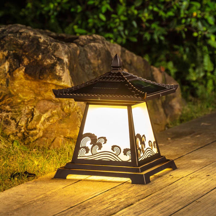 Éclairage extérieur LED de paysage pour jardin en verre étanche solaire traditionnel chinois en alliage d&