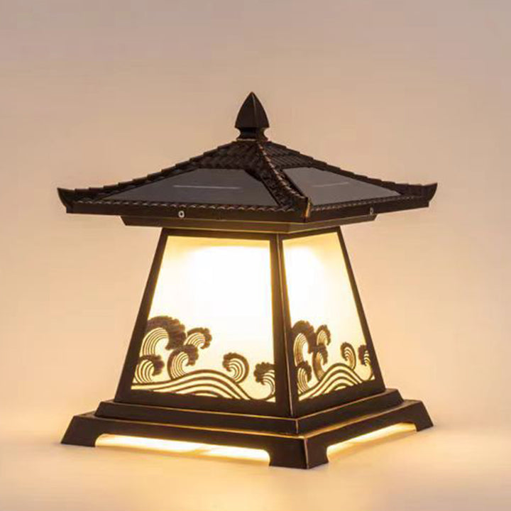 Éclairage extérieur LED de paysage pour jardin en verre étanche solaire traditionnel chinois en alliage d&