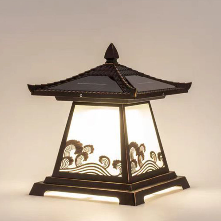 Éclairage extérieur LED de paysage pour jardin en verre étanche solaire traditionnel chinois en alliage d&