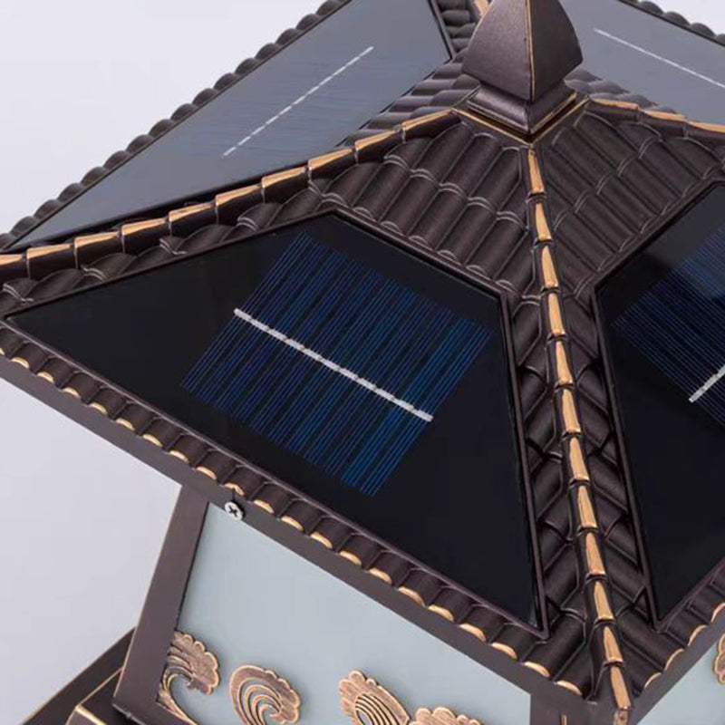 Éclairage extérieur LED de paysage pour jardin en verre étanche solaire traditionnel chinois en alliage d&