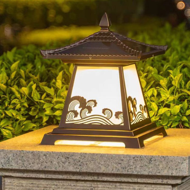 Éclairage extérieur LED de paysage pour jardin en verre étanche solaire traditionnel chinois en alliage d&