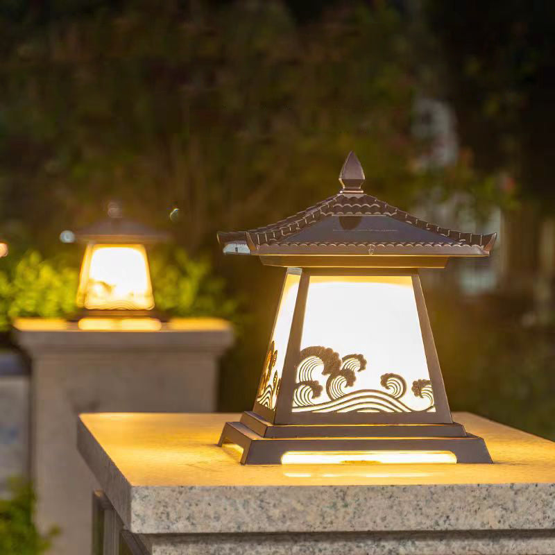 Éclairage extérieur LED de paysage pour jardin en verre étanche solaire traditionnel chinois en alliage d&