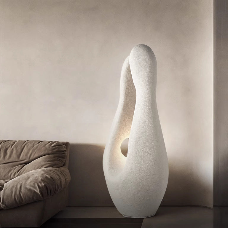 Lámpara de pie de 1 luz con estatua irregular de poliestireno creativo contemporáneo para sala de estar 